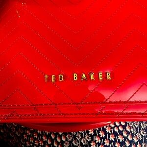 Women fashionable red Patton handbag with gold hardware